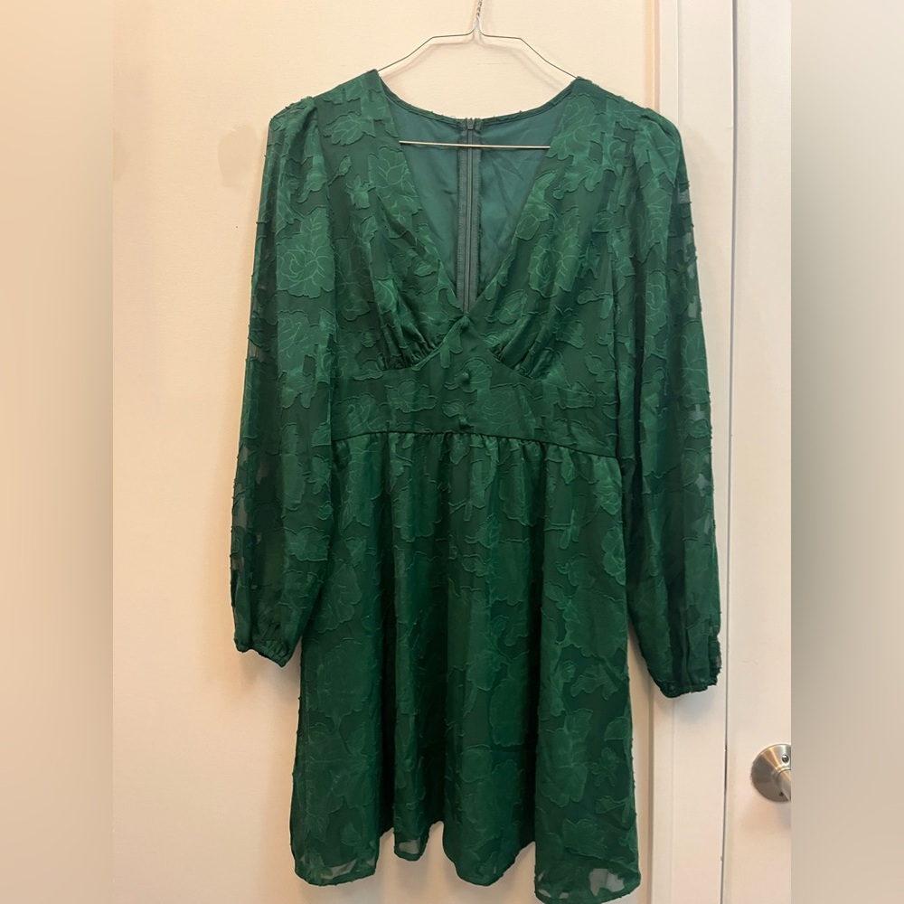 Women Green Long Sleeve Dress